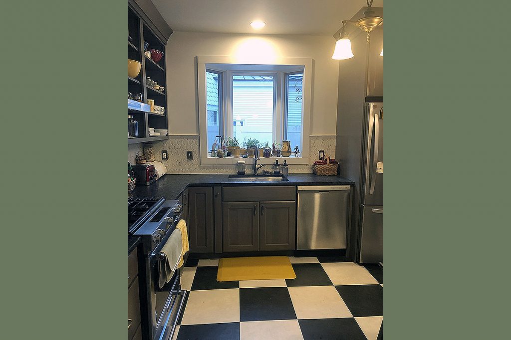 Milton, VT Victorian Kitchen Remodel after view kitchen sink area